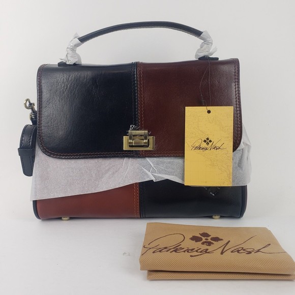 Patricia Nash Yoeky Leather Top-Handle Crossbody Bag Color Block - Picture 1 of 13